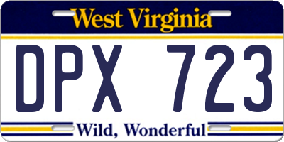 WV license plate DPX723