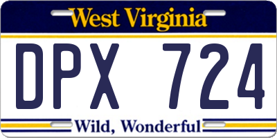 WV license plate DPX724