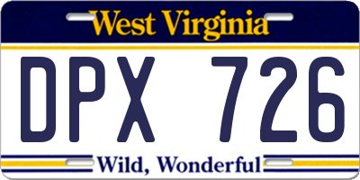 WV license plate DPX726