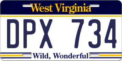 WV license plate DPX734