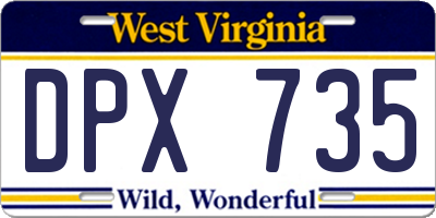 WV license plate DPX735