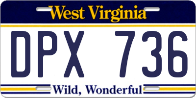 WV license plate DPX736
