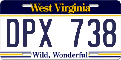 WV license plate DPX738