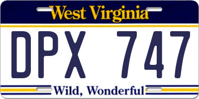 WV license plate DPX747