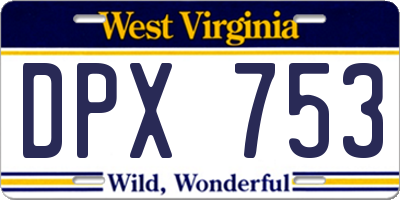 WV license plate DPX753