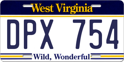 WV license plate DPX754