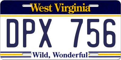 WV license plate DPX756