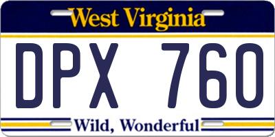 WV license plate DPX760