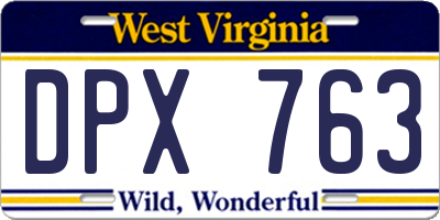 WV license plate DPX763