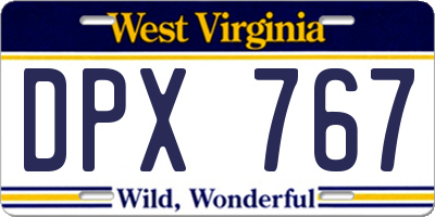 WV license plate DPX767