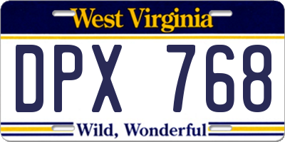 WV license plate DPX768
