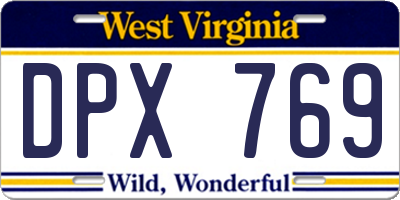 WV license plate DPX769
