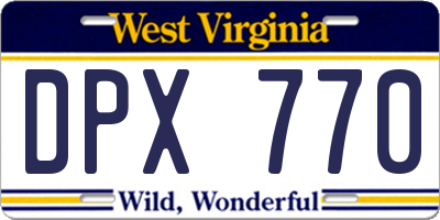 WV license plate DPX770
