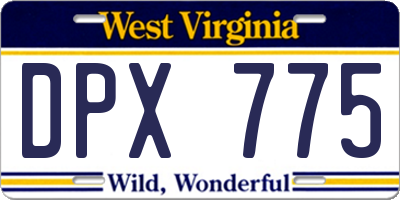 WV license plate DPX775