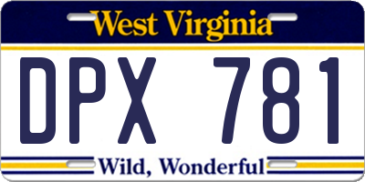 WV license plate DPX781