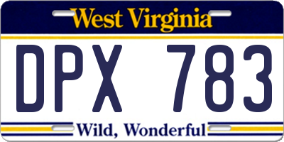 WV license plate DPX783