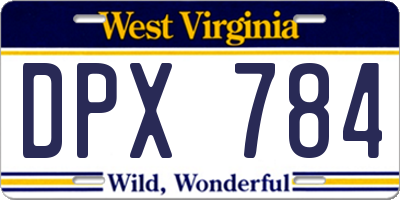 WV license plate DPX784