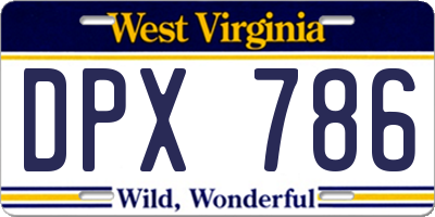 WV license plate DPX786