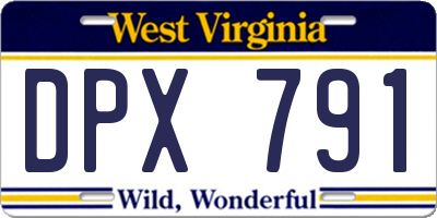 WV license plate DPX791