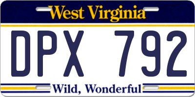 WV license plate DPX792