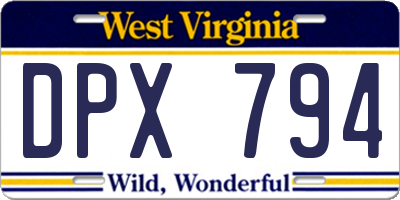 WV license plate DPX794