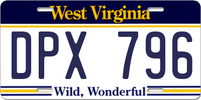 WV license plate DPX796