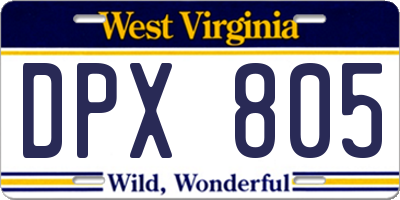 WV license plate DPX805