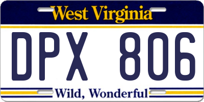 WV license plate DPX806