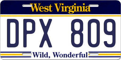 WV license plate DPX809