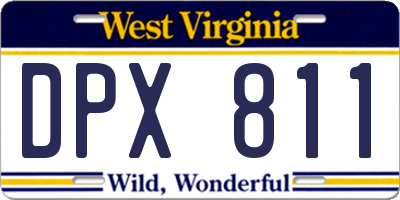 WV license plate DPX811