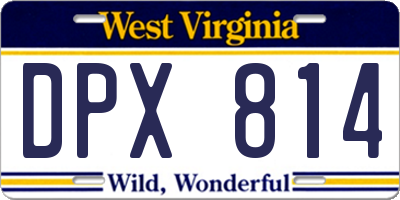 WV license plate DPX814