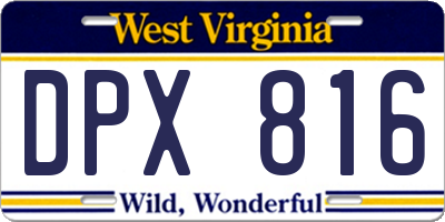 WV license plate DPX816