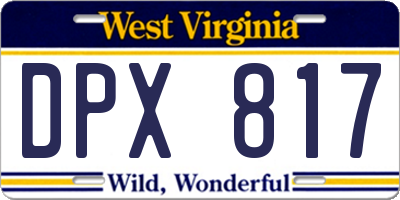 WV license plate DPX817
