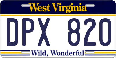 WV license plate DPX820