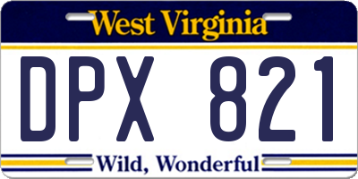 WV license plate DPX821