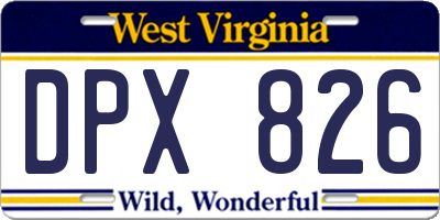 WV license plate DPX826
