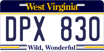 WV license plate DPX830