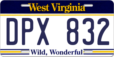 WV license plate DPX832