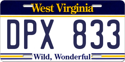 WV license plate DPX833