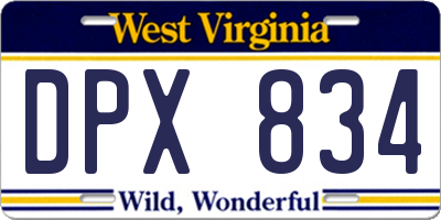 WV license plate DPX834