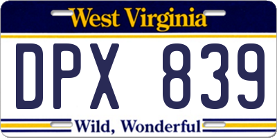 WV license plate DPX839