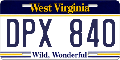 WV license plate DPX840