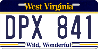 WV license plate DPX841