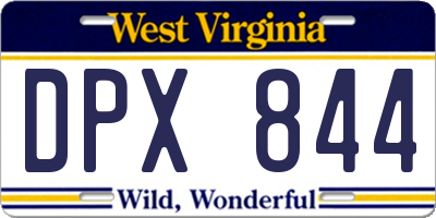 WV license plate DPX844
