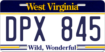 WV license plate DPX845