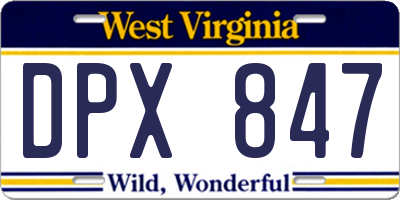 WV license plate DPX847