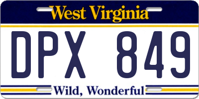 WV license plate DPX849