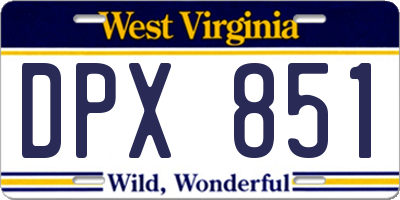 WV license plate DPX851