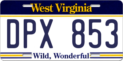 WV license plate DPX853