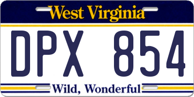 WV license plate DPX854